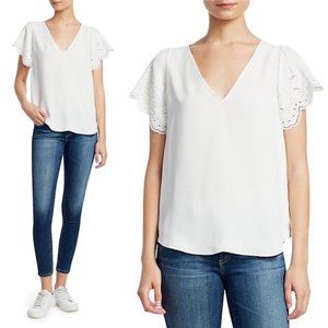 White Eyelet Sleeve Women's Top